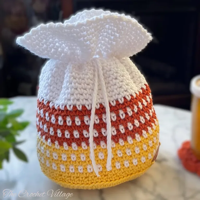 Free Crochet Candy Corn Bag Pattern For Halloween – The Crochet Village