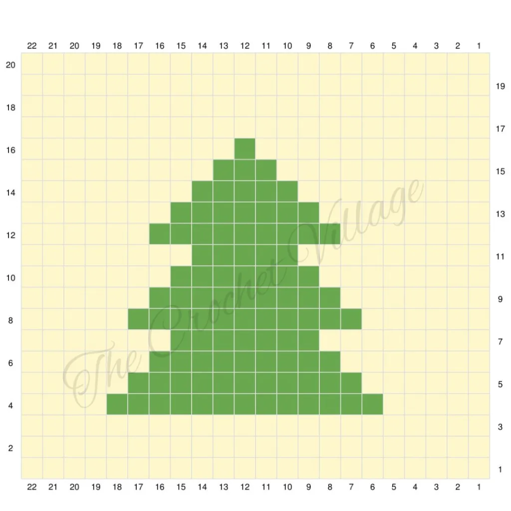 Christmas tree color chart for the small crochet gift bag