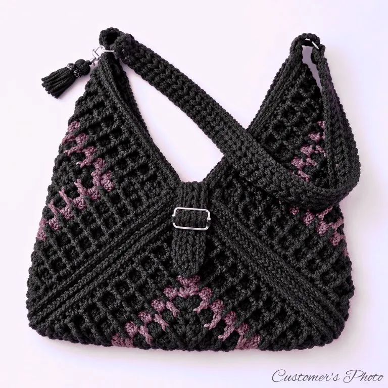 Vicki Bag granny square bag in black and gold— classic, timeless design