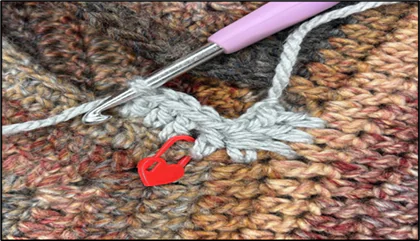 Crocheting setup row for sleeves - top-down crochet sweater pattern tutorial