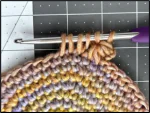 Work-in-progress photo showing star stitch crochet technique tutorial demonstration