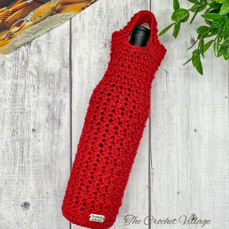 Crochet Wine Bottle Holder Pattern Free – Christmas Gift Idea