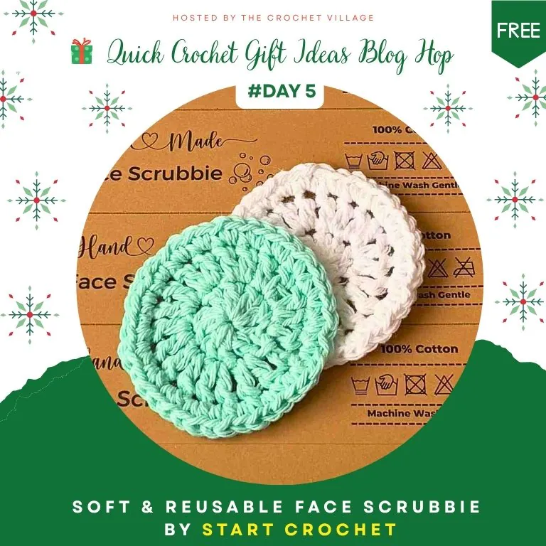 Quick crochet Christmas gift - two reusable face scrubbies gentle eco-friendly spa gift