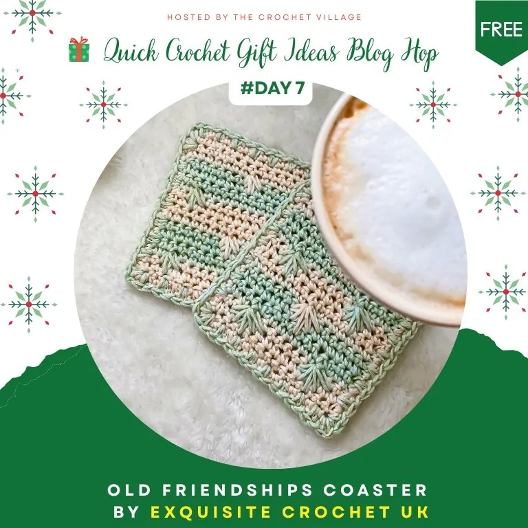 Make quick crochet Christmas gifts with the Old Friendships Coaster! This beginner-friendly textured pattern is perfect for learning spike stitch technique in under an hour. The versatile spike stitch adds colorful accents to neutral backgrounds, creating beautiful handmade coasters for last-minute gift-giving. Easy pattern ideal for new crocheters! Part of the Quick Crochet Gift Makes Blog Hop 2025.