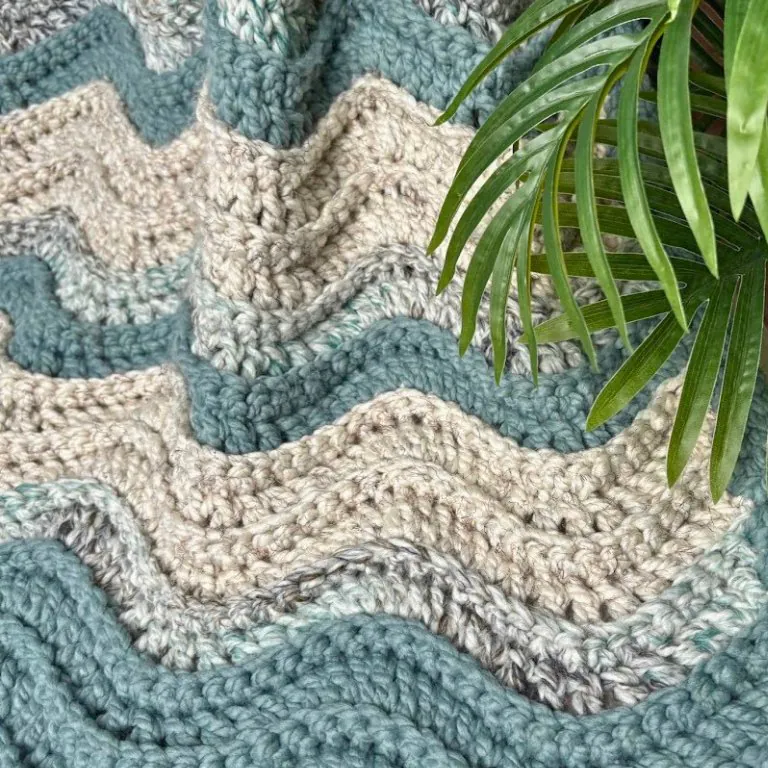Crochet waves ripple stitch close-up rolling hills blanket