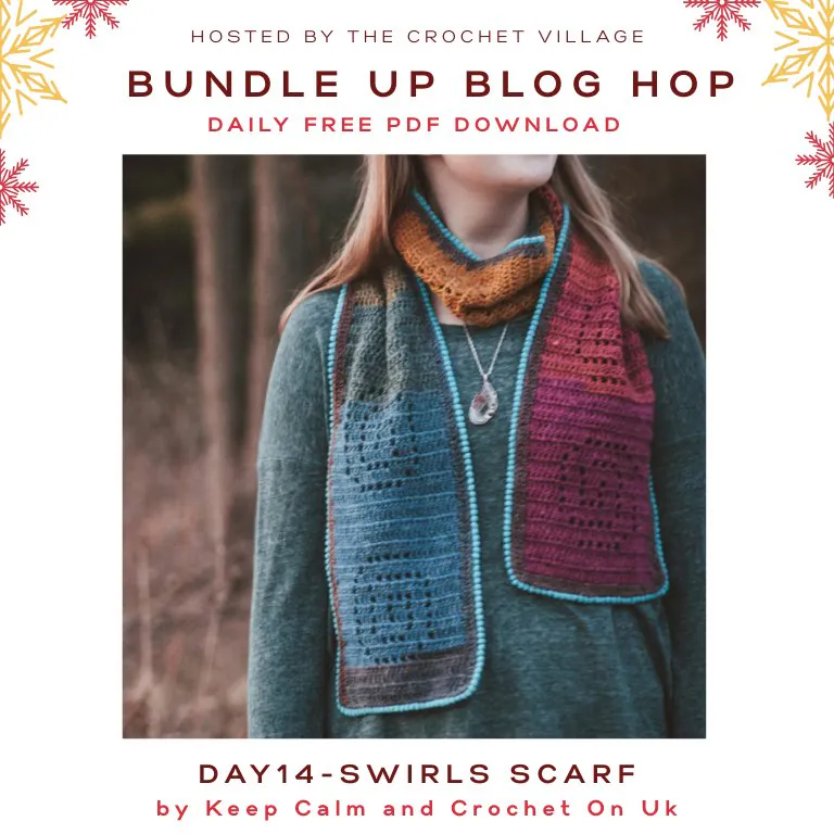 Sweeping Swirls scarf- Day 14 of the Bundle Up Blog Hop free crochet winter patterns