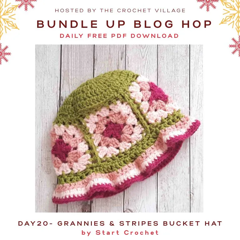Granny square buket hat - Day 20 of the Bundle Up Blog Hop free crochet winter patterns