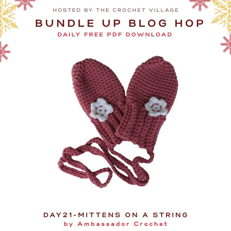 Crochet Mittens on a string - Day 21  of the Bundle Up Blog Hop free crochet winter patterns