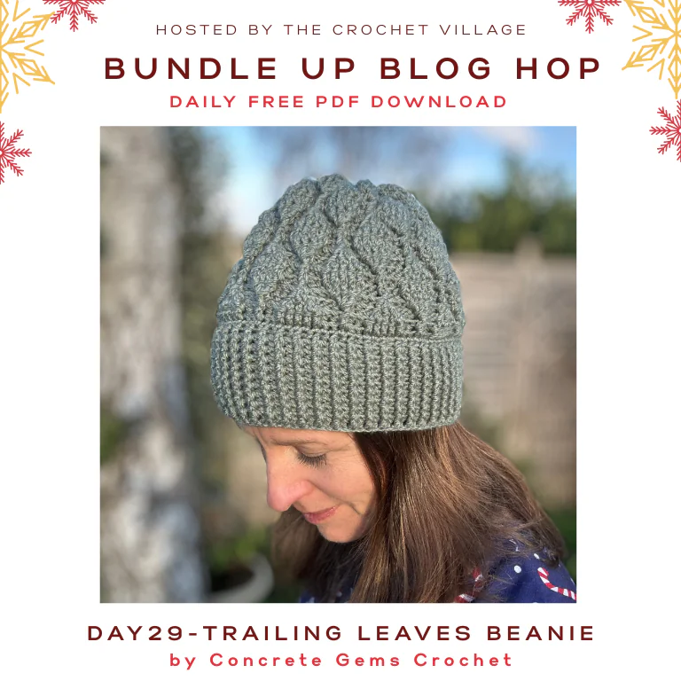 Crochet Trailing leaves beanie - Day 28 of the Bundle Up Blog Hop free crochet winter patterns