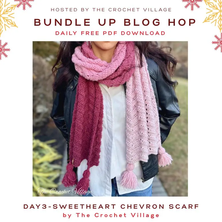 Crochet chevron scarf  - Day 3 of the Bundle Up Blog Hop free crochet winter  patterns