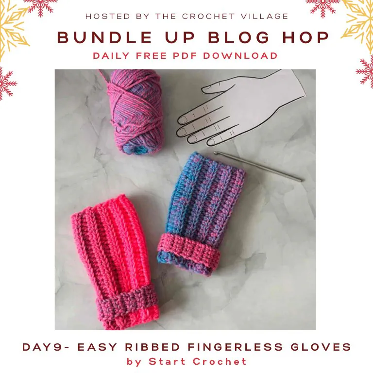 The ribbed fingerless gloves- Day 9 of the Bundle Up Blog Hop free crochet winter patterns