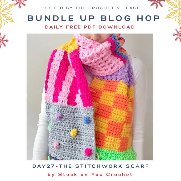 Crochet stitch work scarf- Day 27 of the Bundle Up Blog Hop free crochet winter patterns