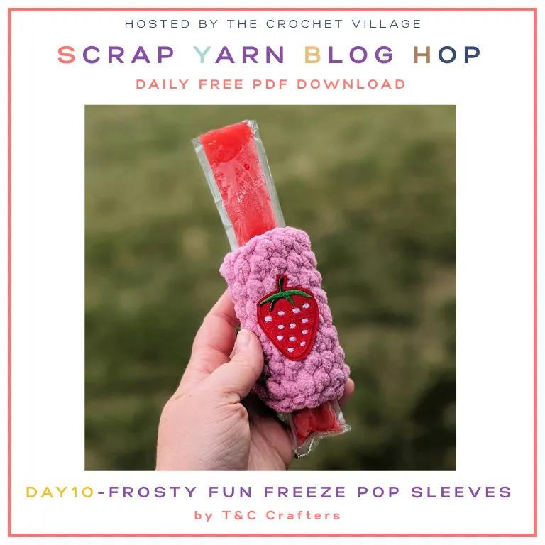 Freeze pop in a colorful crochet sleeve, a fun and practical scrap yarn project.