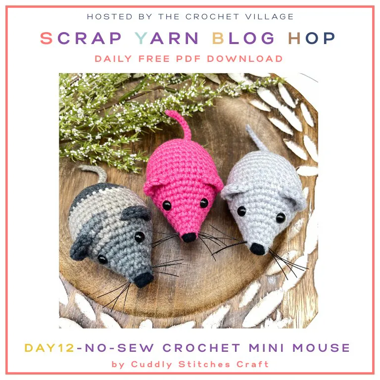 No sew crochet mini mouse, a fun crochet scrap yarn project.