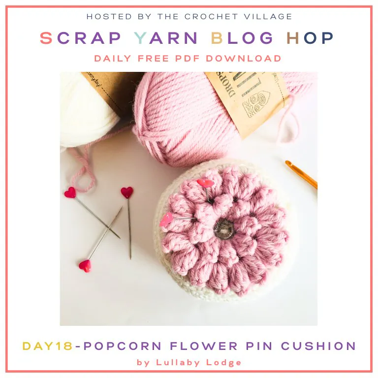 Cute popcorn flower pincushion, perfect scrap yarn crochet project
