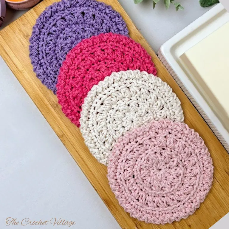 Set of 4 crochet face scrubbies round makeup pads from Amber Spa Set bath bundle
