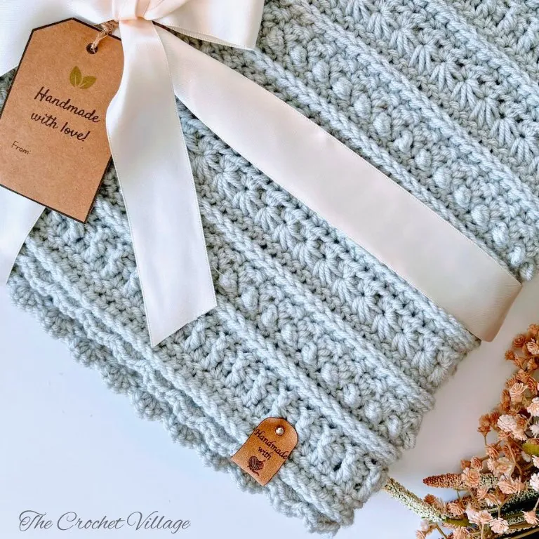 Close-up of Sterling Blanket crochet sampler pattern showing textured stitch detail