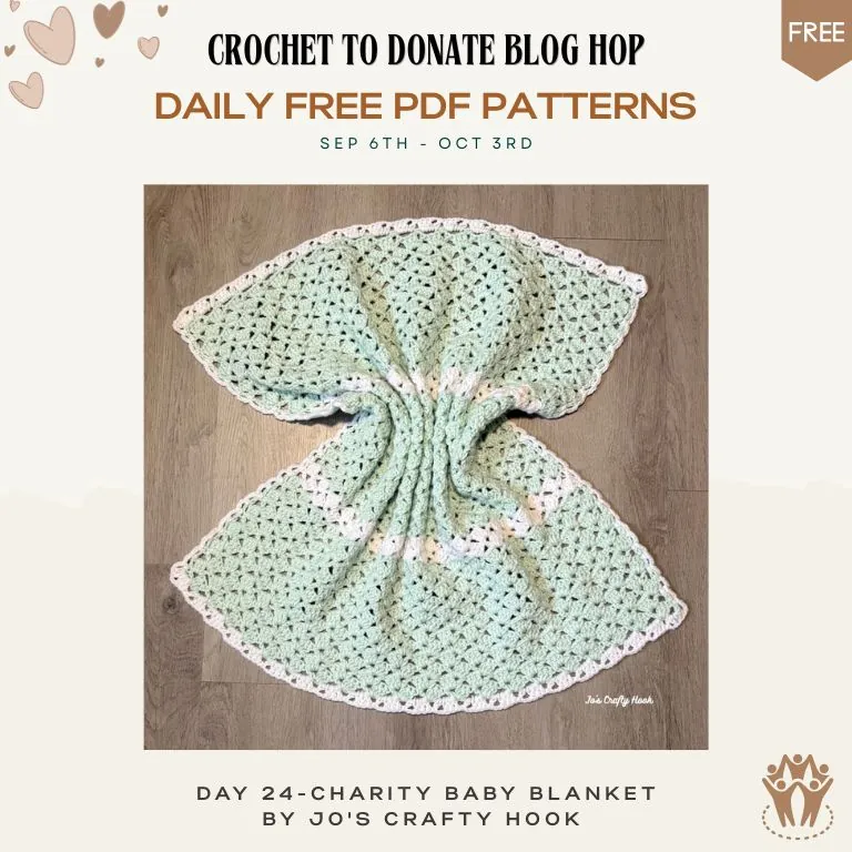 Free crochet baby blanket pattern — pastel green textured blanket with white accent